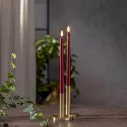 Antikljus 2-pack Flamme Metal röd 28,5 cm, med timer