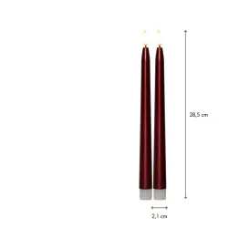 Antikljus 2-pack Flamme Metal röd 28,5 cm, med timer