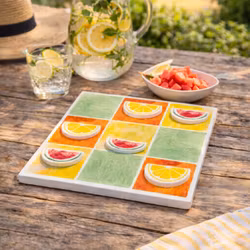 Spel Tre-i-rad med frukt