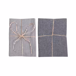 Kökshandduk Bosse svart/linne 2-pack