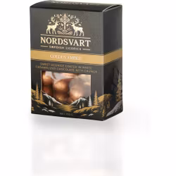 Nordsvart Golden Ember chokladöverdragen söt lakrits med krispigt crunch i ask
