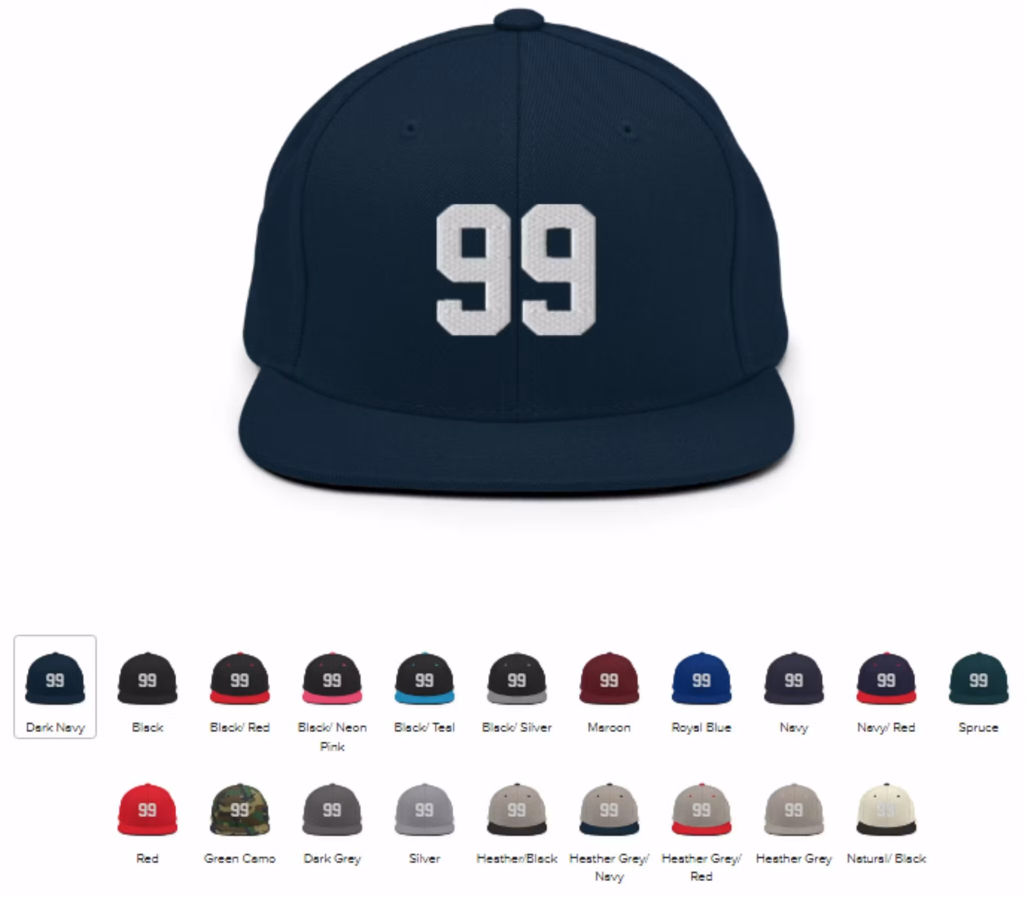 FLAT Snapback Cap Med Nummeret Ditt i Hvite