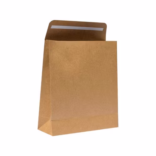 Presentpåse med tejpflik, brun