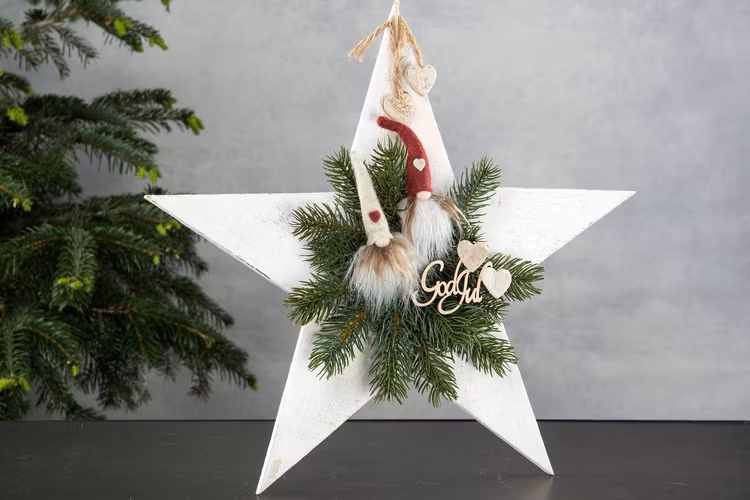 God Jul Stjärna Stick Natur 7,5x4,5cm