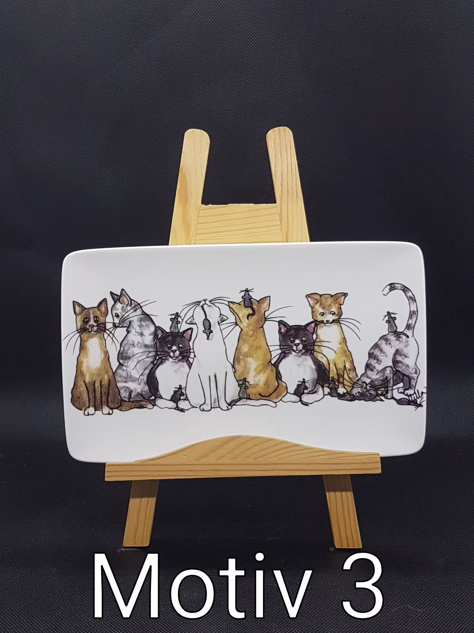 Fat med kattmotiv, svensk originaldesign Camilla Ståhl