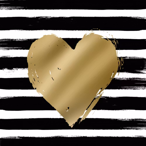 Servett från ppd - *Hjärtan & Ränder* - *Heart & Stripes black/gold*