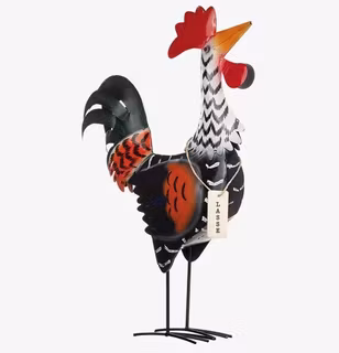 Påsktupp Lasse, tupp i hamrad plåt, 30 cm