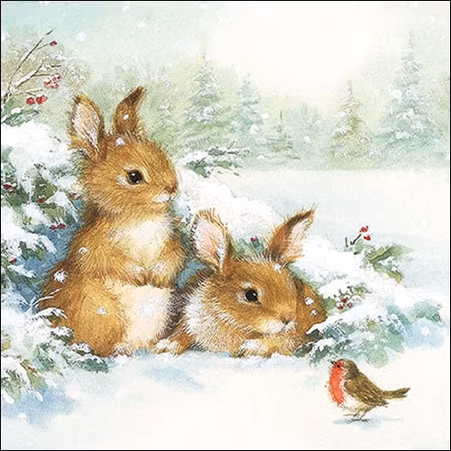 Servett från Ambiente - *Vänner i snö* - Friends in snow
