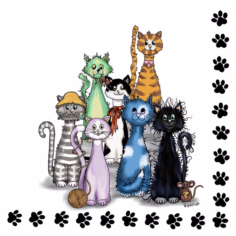 Servett "Kattgäng Gurra" - Svensk design Viktoria Hagfeldt