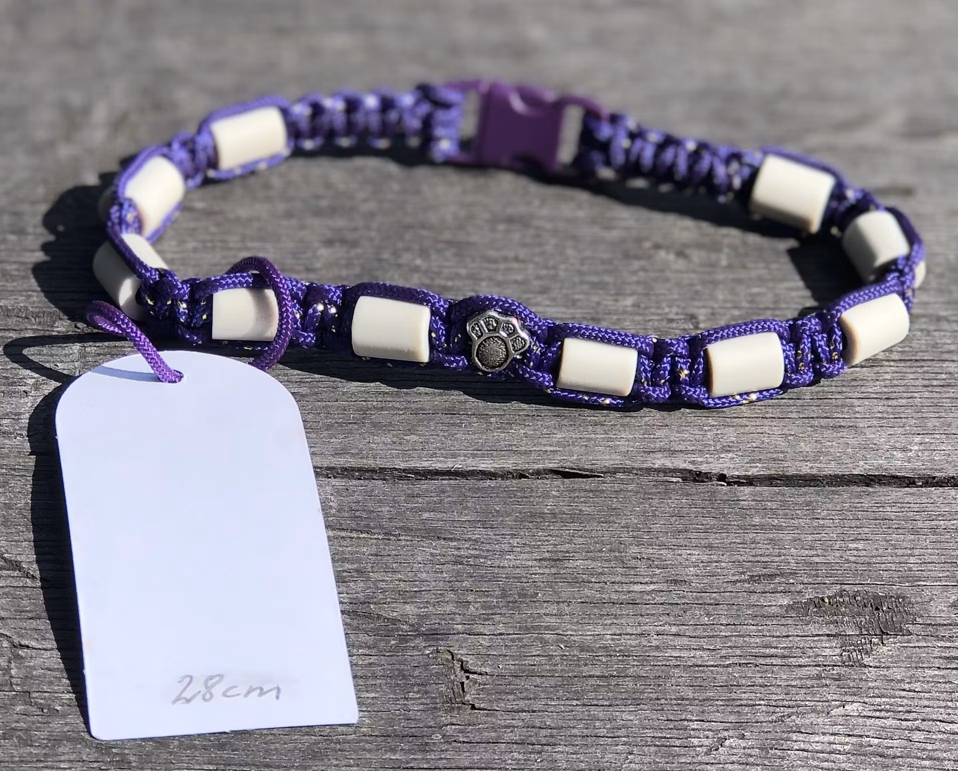 28 cm fästinghalsband RoyalPurple/MetallicAcidPurple