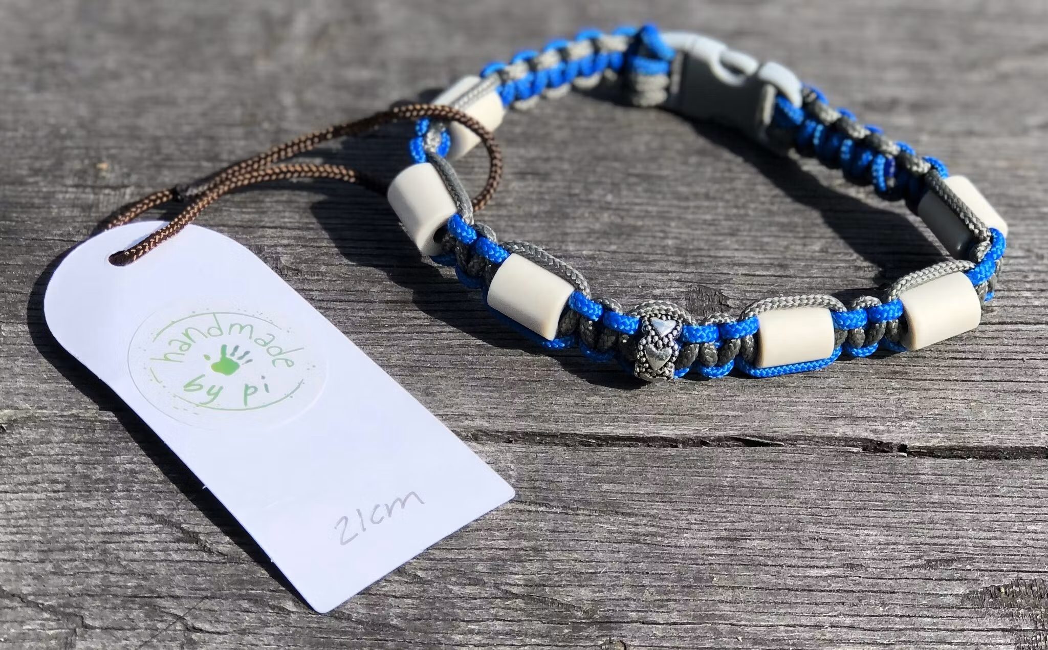 21 cm fästingarmband GreeceBlue/SteelGrey