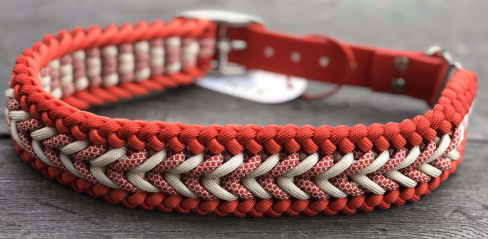 Halsband 43-50cm Imperial Red med Biothane-Adapter