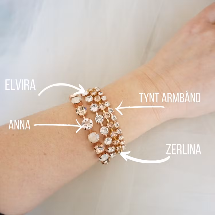 Elvira armbånd i gull, rosegull eller rhodium
