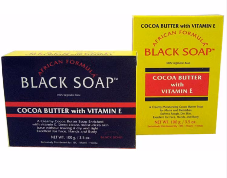 African Formula Cocoa Butter Black Soap with vitamin E 100g