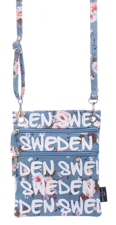 Axelväska, Floral, blå