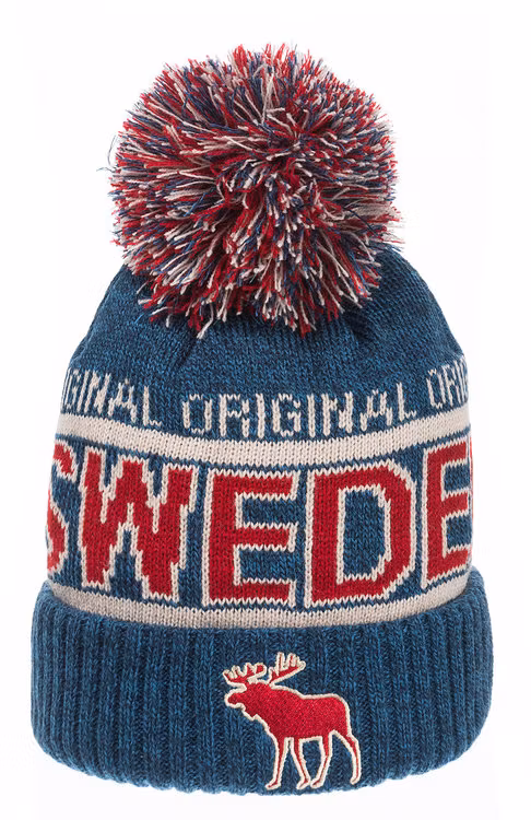 Vintermössa, blå / röd