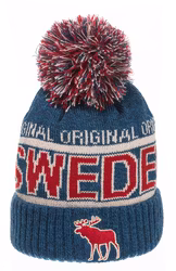 Vintermössa, blå / röd