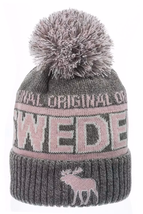 Vinter mössa, grå / rosa