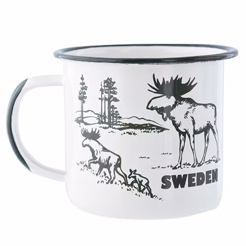 Emaljmugg älg, Sweden, ø9 x 9 cm