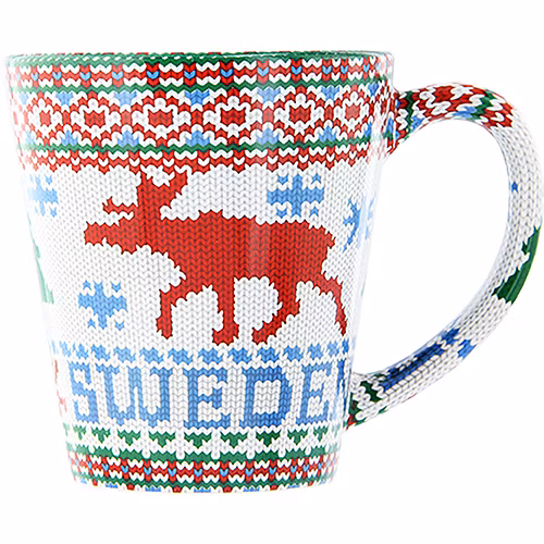 Mugg, Älg stickad design