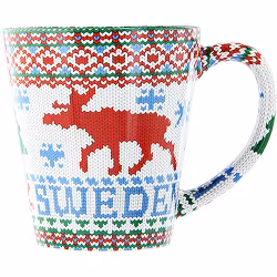 Mugg, Älg stickad design