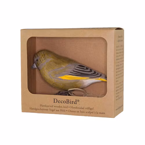 Handsnidad Grönfink i trä