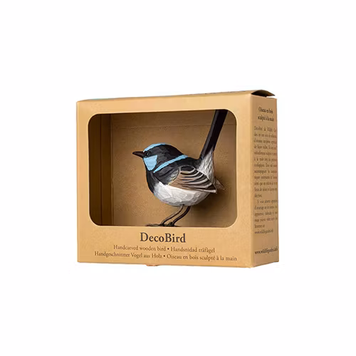 Handsnidad Vitbukig Blåsmyg i trä