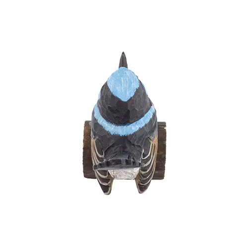 Handsnidad Vitbukig Blåsmyg i trä