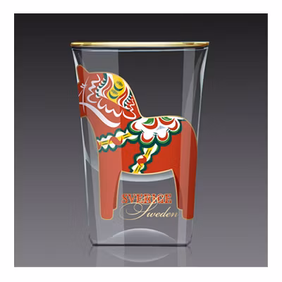 Shotglas:  Dalahäst röd
