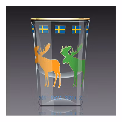 Shotglas:  4 älgar i färg