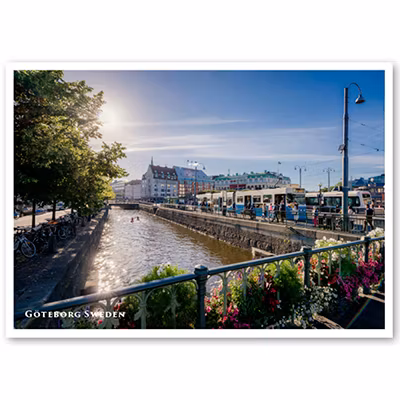 Vykort: Göteborg, kanal, spårvagn, 148 x 105 mm