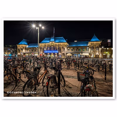 Vykort: Göteborg, Centralstation, cyklar, 148 x 105 mm