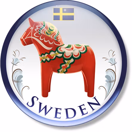 Magnet Dalahäst, blomma 3,5 cm