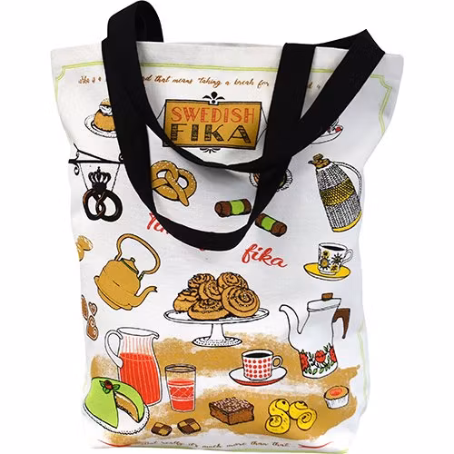 Tygkasse Svensk Fika 37x43cm