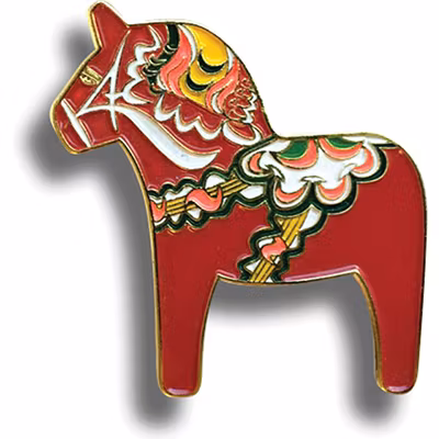 Pin i metall. Dalahäst