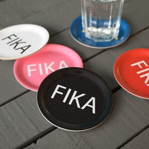 Glasunderlägg Fika, Svart