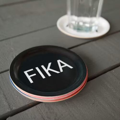 Glasunderlägg Fika, Svart