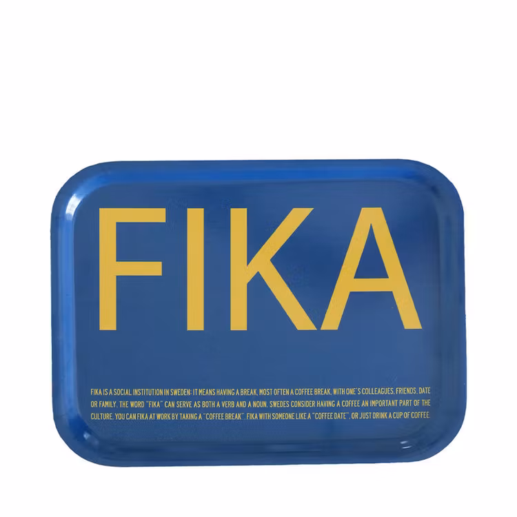 Bricka FIKA Blå / Gul (With English taxt)