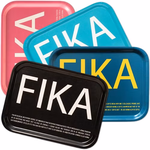 Bricka FIKA, Vit (with English text)