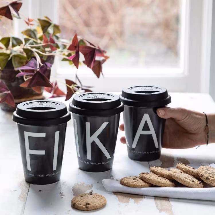 Mugg, TO-GO, FIKA, svart matt