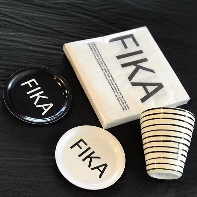 Glasunderlägg Fika, Svart