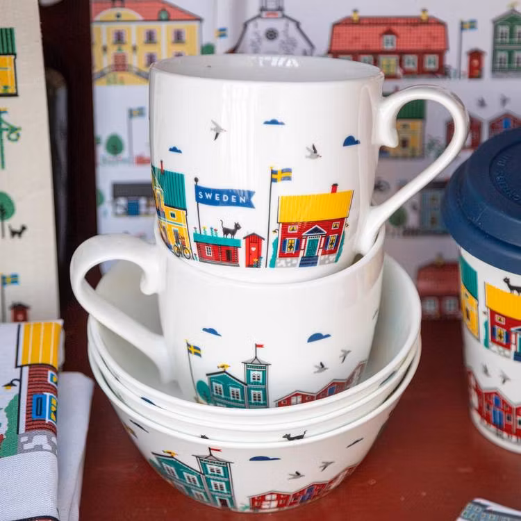 Mugg med Sverigemotiv Chinabon porslin
