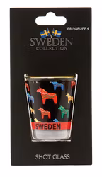 Shotglas, Med färgande Dalahästar
