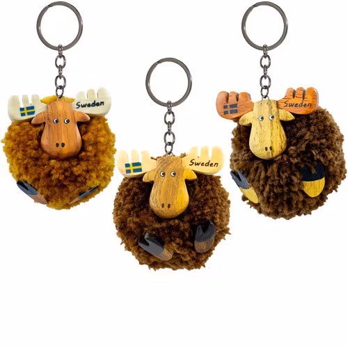 Nyckelring Älg pompom stor