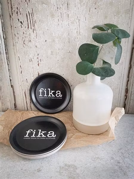 Glasunderlägg kant, Make time Fika, svart