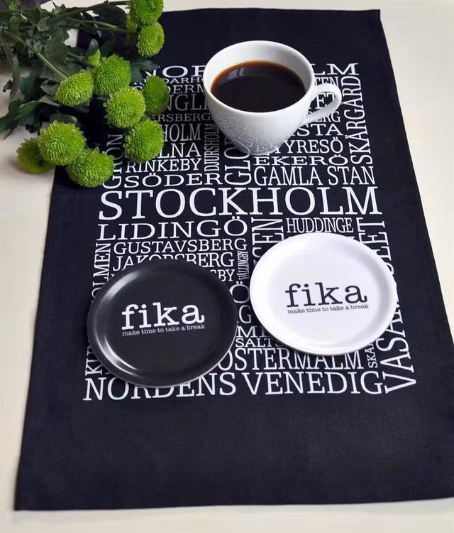 Glasunderlägg kant, Make time Fika, svart