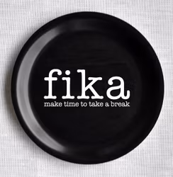 Glasunderlägg kant, Make time Fika, svart
