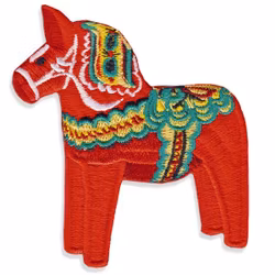 Broderat tygmärke Dalahäst 8 cm
