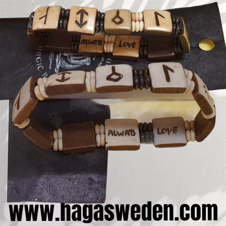 Armband 'Viking Symbol' Handmade from Bone med präglade bokstäver