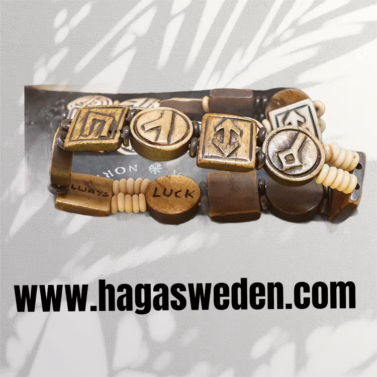 Armband 'Viking Symbol' Handmade from Bone med präglade bokstäver